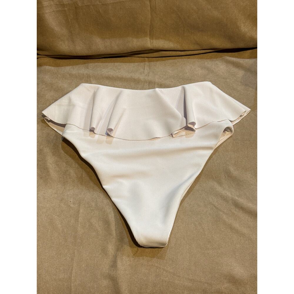Beach Riot White Daisy Ribbed Ruffle Bikini Bottom XS NWT - Picture 5 of 6